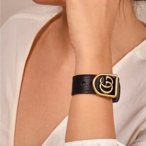 Gucci Marmont GG Black Leather Bracelet